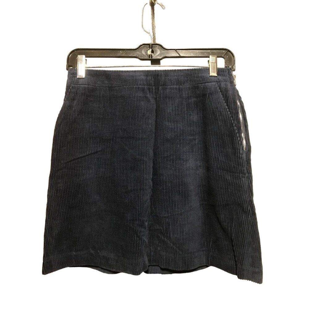 Reserved Navy Blue Corduroy Mini Skirt Side Zipper